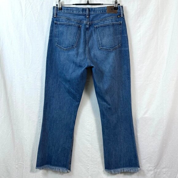 Lucky Brand Bridgette Cropped Flare Jeans Womens Sz 10/30 Medium Wash Raw Hem - Picture 4 of 14
